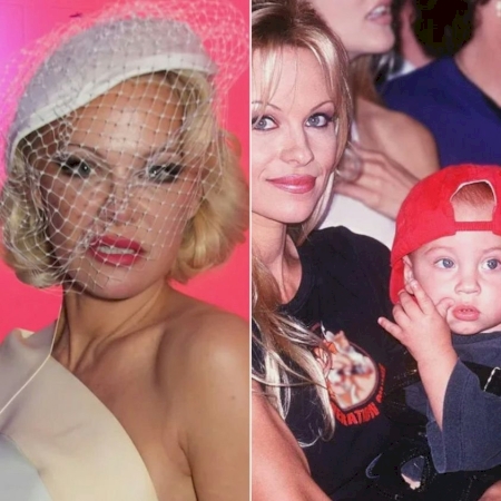 Pamela Anderson, who is 56 years old, posed with her adult son on the red carpet. People are talking a lot about her hairstyle.