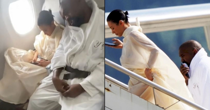 Kanye West and Bianca Censori spots flying economy after billionaire status loss