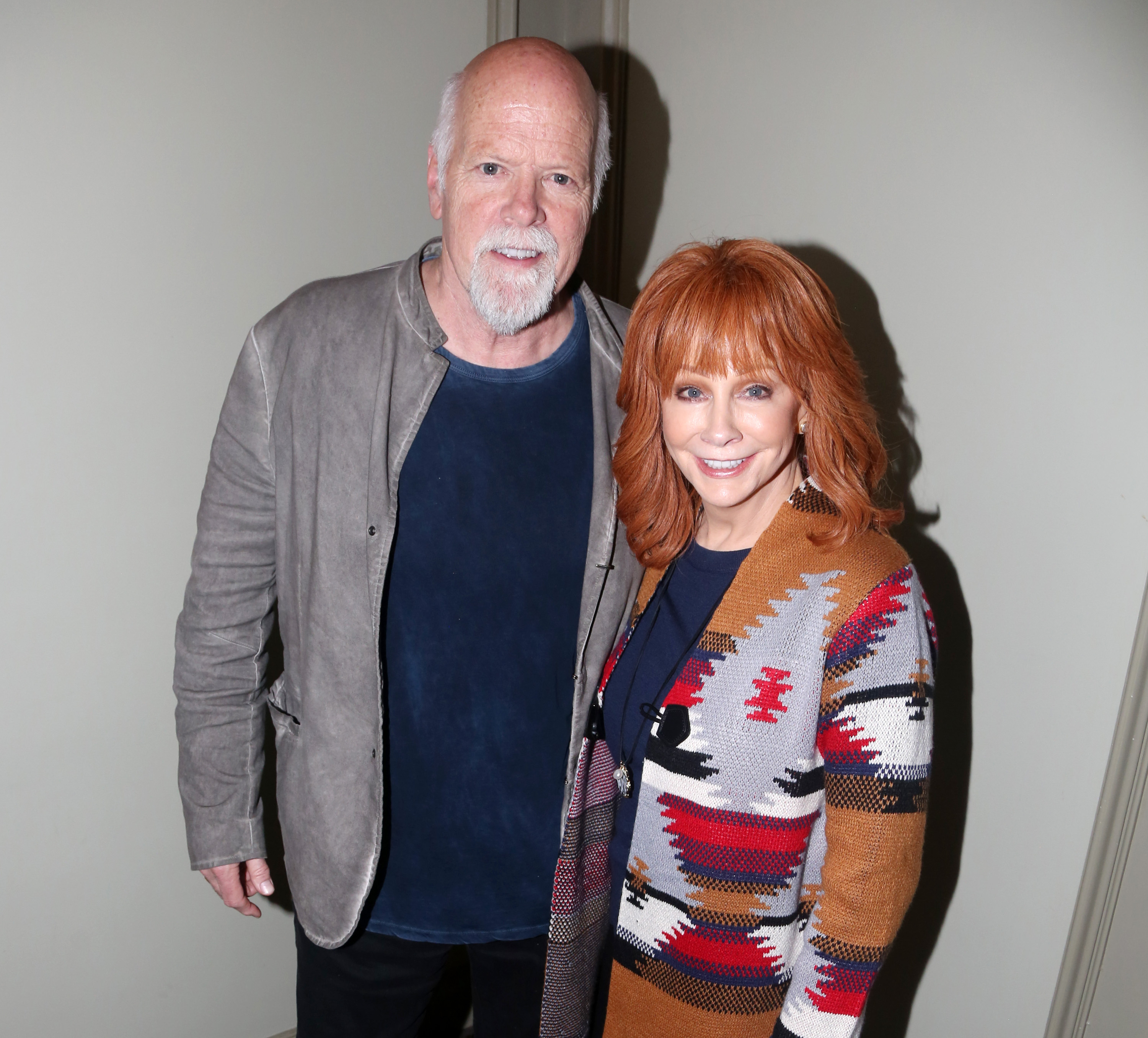 Reba McEntire and Rex Linn pose backstage at the new musical "Shucked" on Broadway