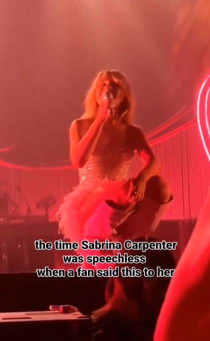 Sabrina Carpenter was left speechless by a fan's unexpected revelation at her concert. Image Credits: @InternetH0F/X