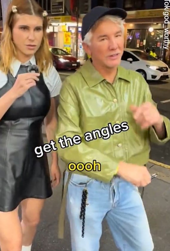 TikTok star unknowingly interviewed man in green leather shirt in Sydney, who turned out to be famous director Baz Luhrmann. Image Credit: TikTok