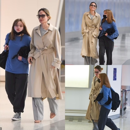 Angelina Jolie, 48, looks unusually lighthearted in NY as she smiles alongside mini-me daughter Vivienne, 15, while working together on a musical