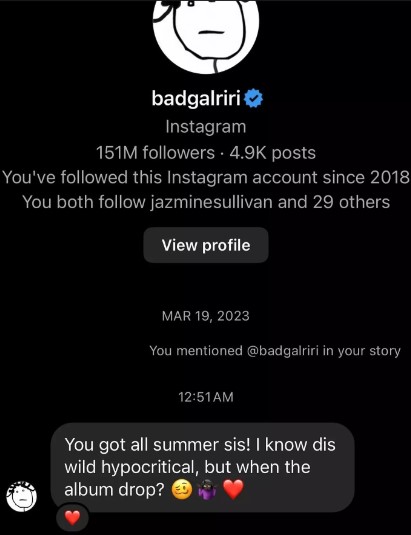 Rihanna's message to GloRilla caused a stir on social media. Image Credits: @glorillapimp/Instagram