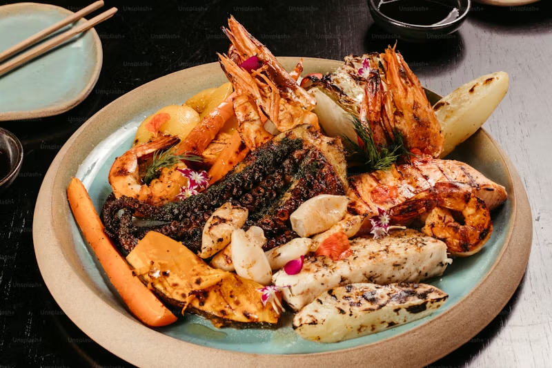 platter of cooked seafood 