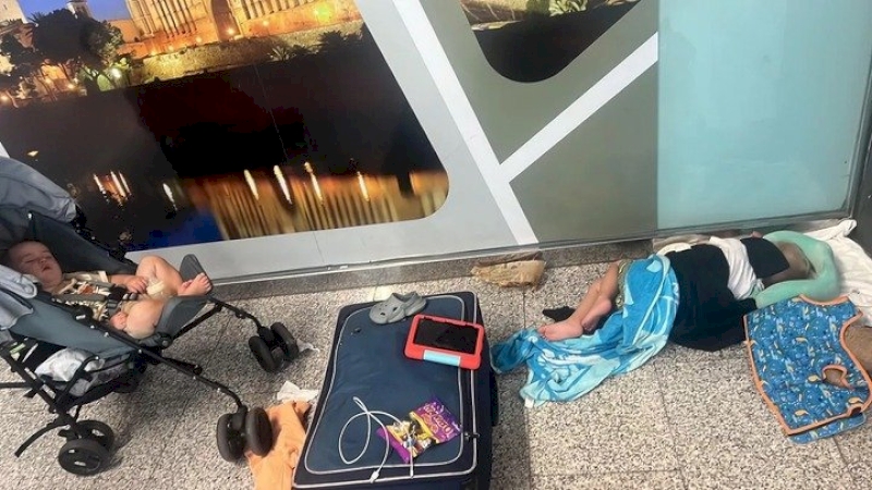 A family who had to leave their baby sleeping on the airport floor for two nights was given a compensation offer that they found “laughable.”